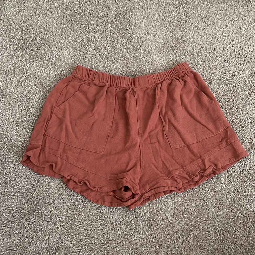 Boutique Orange Linen Shorts